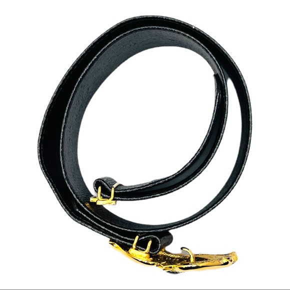 Doreen Ryan Vintage 80's Brushed Gold Belt Buckle With Black Cabochon Center - Picture 4 of 10